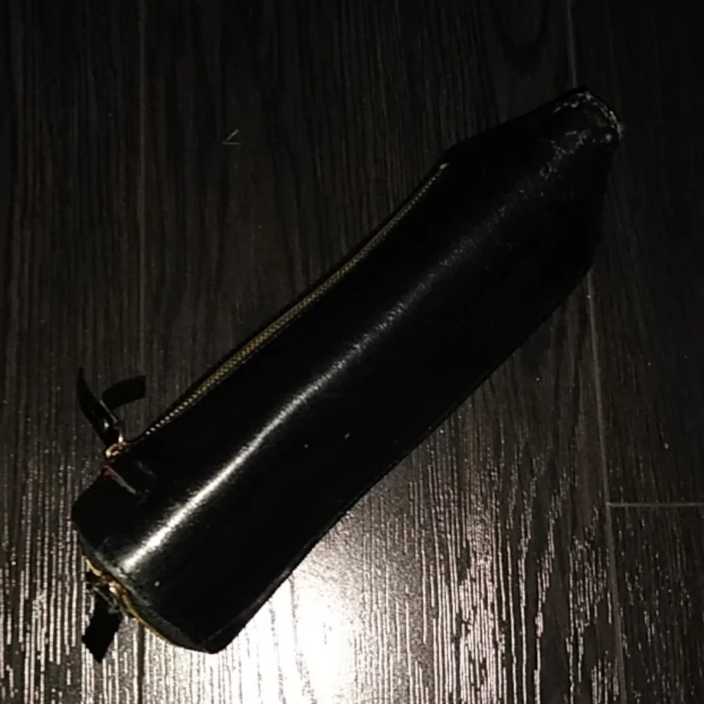 Black Leather Zip-Around Wallet by Black